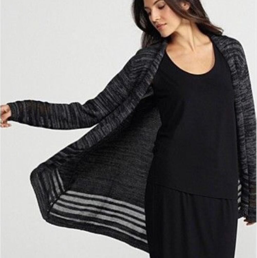 Eileen Fisher Marley Pure Organic Cotton Cardigan Sweater Gray Size XS